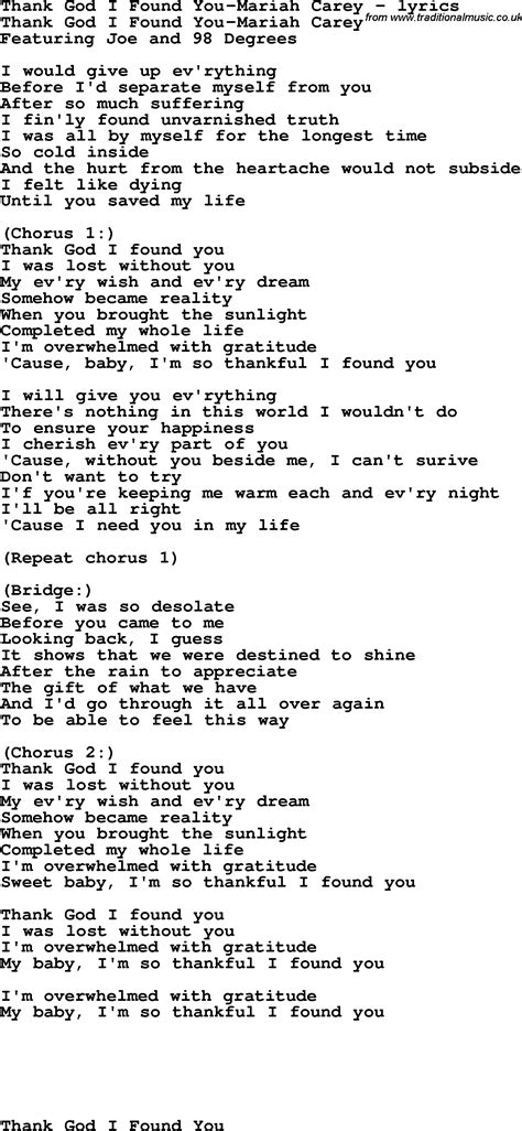 thank god i found you lyrics